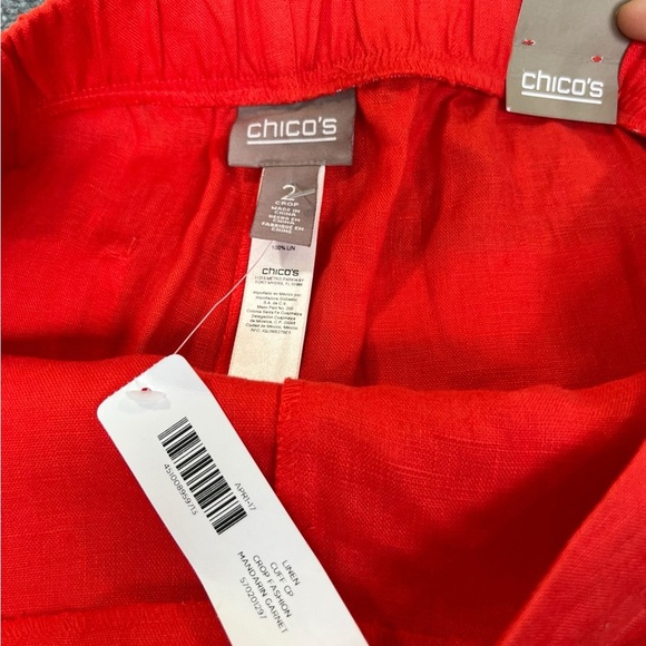 Chico's Fiery orange Linen Pants size 2 NWT - Picture 8 of 14